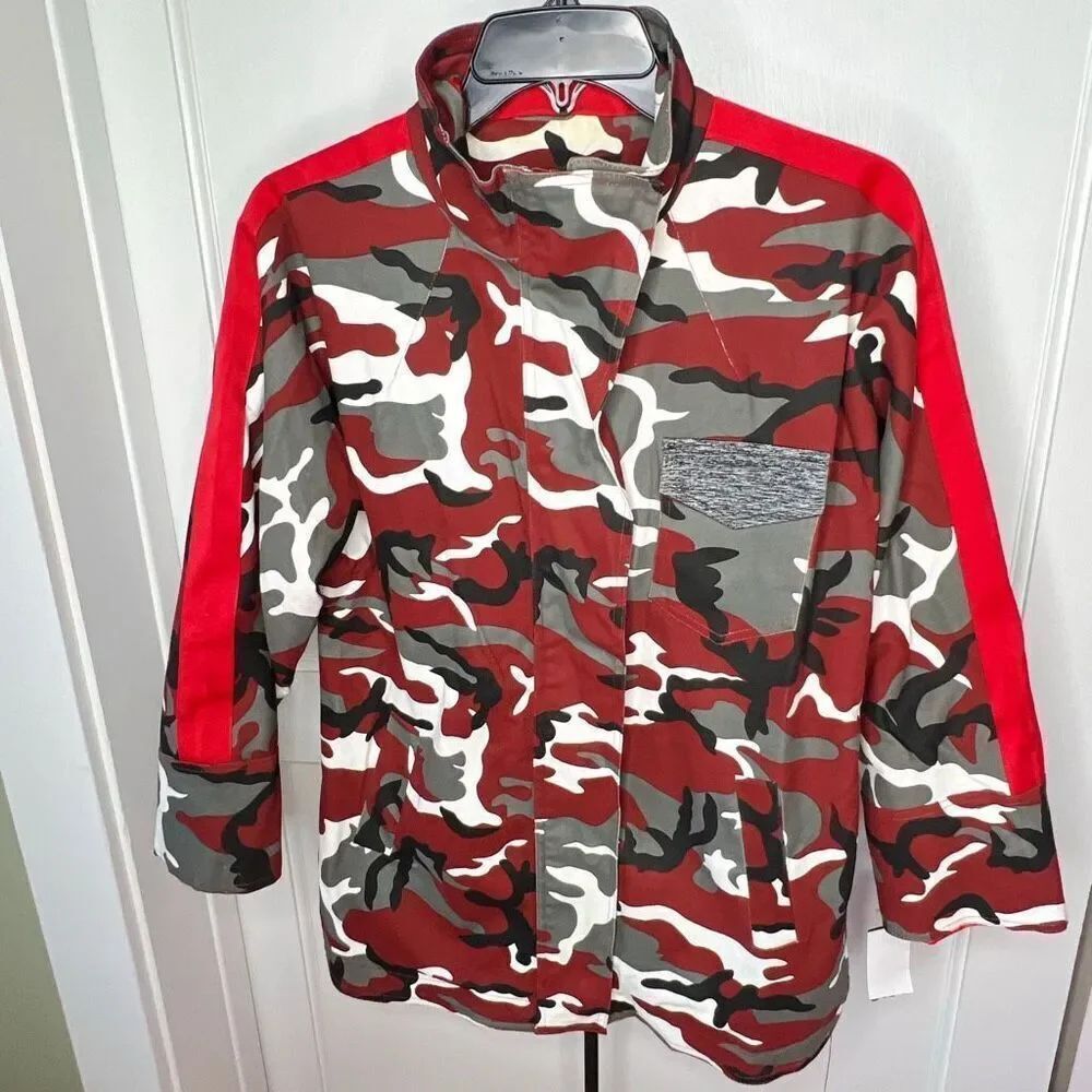 Zaful Women’s Red Camouflage Zip Up Blazer Jacket Size Large